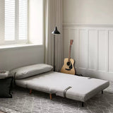 Modern Foldable sofa with Wood Legs and Leather Accent Straps