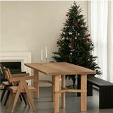 Wooden Dining Table with Thick Top and Reinforced Base