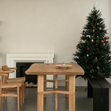 Wooden Dining Table with Thick Top and Reinforced Base