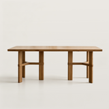 Wooden Dining Table with Thick Top and Reinforced Base