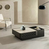 Modern Square Coffee Table with Open Side Tray