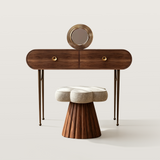 Makeup Vanity Desk with Rounded Corners and Gold Legs