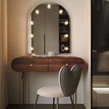 Makeup Vanity Desk with Rounded Corners and Gold Legs