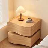 Modern Wood Bedside Table with Unique Curved Wave Front