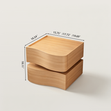 Modern Wood Bedside Table with Unique Curved Wave Front