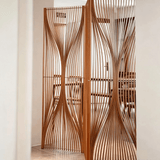 Wave Pattern Privacy Screen with Artistic Open-Slat Design