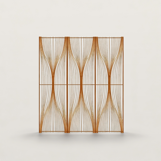 3‑Panel Folding Screen Partition with Artistic Sculptural Design