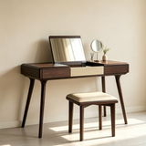Modern Makeup Vanity Desk with Flip-Top Mirror and Stool