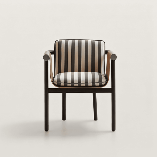 Modern Retro Stripe Armchair Lounge Chair with Wood Frame