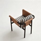 Modern Retro Stripe Armchair Lounge Chair with Wood Frame