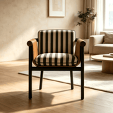 Modern Retro Stripe Armchair Lounge Chair with Wood Frame