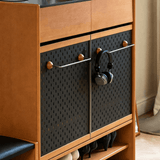 Modern Entryway Shoe Cabinet with Perforated Doors