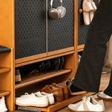 Modern Entryway Shoe Cabinet with Perforated Doors
