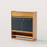 Modern Entryway Shoe Cabinet with Perforated Doors