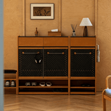 Modern Entryway Shoe Cabinet with Perforated Doors