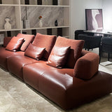 Modular Sectional Sofa with Leather and Textured Fabric