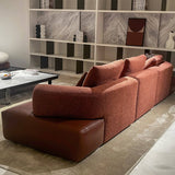 Modular Sectional Sofa with Leather and Textured Fabric