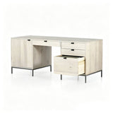 Modern Wood Home Office Desk with Drawers and Cabinet