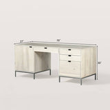 Modern Wood Home Office Desk with Drawers and Cabinet