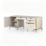 Modern Wood Home Office Desk with Drawers and Cabinet