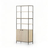 Modern Light Wood Bookshelf with Storage Cabinet