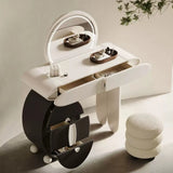 Asymmetrical Makeup Vanity with Circular Storage Drawer