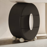 Asymmetrical Makeup Vanity with Circular Storage Drawer