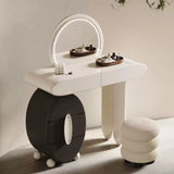 Asymmetrical Makeup Vanity with Circular Storage Drawer
