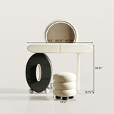 Asymmetrical Makeup Vanity with Circular Storage Drawer