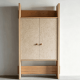 Modern Wardrobe with Textured Doors and Top Open Shelf
