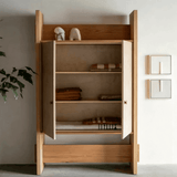 Modern Wardrobe with Textured Doors and Top Open Shelf