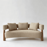 Modern Curved Upholstered Sofa with Wood Legs
