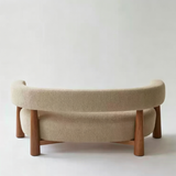 Modern Curved Upholstered Sofa with Wood Legs