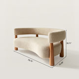 Modern Curved Upholstered Sofa with Wood Legs