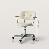 Modern Swivel Office Chair with Wooden Armrests
