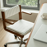Mid-Century Modern Swivel Office Chair with Striped Fabric