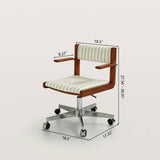 Mid-Century Modern Swivel Office Chair with Striped Fabric