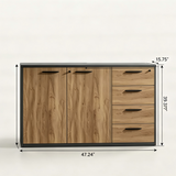Locking File Cabinet with Side Cabinet and Drawers