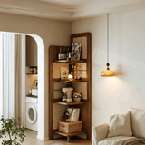 Mid-Century Corner Display Storage Rack for Home Organization