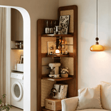 Mid-Century Corner Display Storage Rack for Home Organization