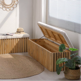 Slatted Wood Entryway Bench Shoe-changing Stool with Storage