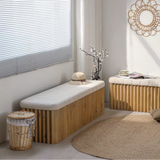 Slatted Wood Entryway Bench Shoe-changing Stool with Storage