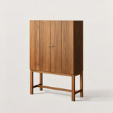 Modern Wood Sideboard with High Legs and Fluted Sides