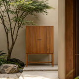 Modern Wood Sideboard with High Legs and Fluted Sides