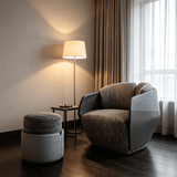 Modern Accent Chair with Leather and Fabric Material