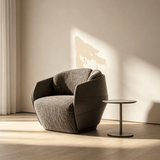 Modern Accent Chair with Leather and Fabric Material