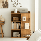 Mid-Century Wood Bookshelf with Magazine Rack