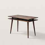 Modern Two-Tier Desk with Cable Management and Tapered Legs