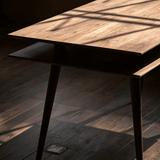 Modern Two-Tier Desk with Cable Management and Tapered Legs