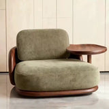 Mid-Century Wood Lounge Chair with Side Tray
